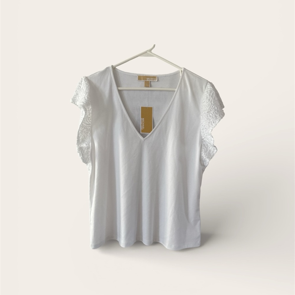 Michael Kors White Lace‎ Trim Blouse